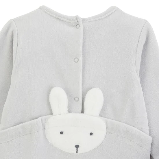 Lot 2 pyjamas velours Lapin Câlin   Blanc        0 mois   de               P'tit bisou