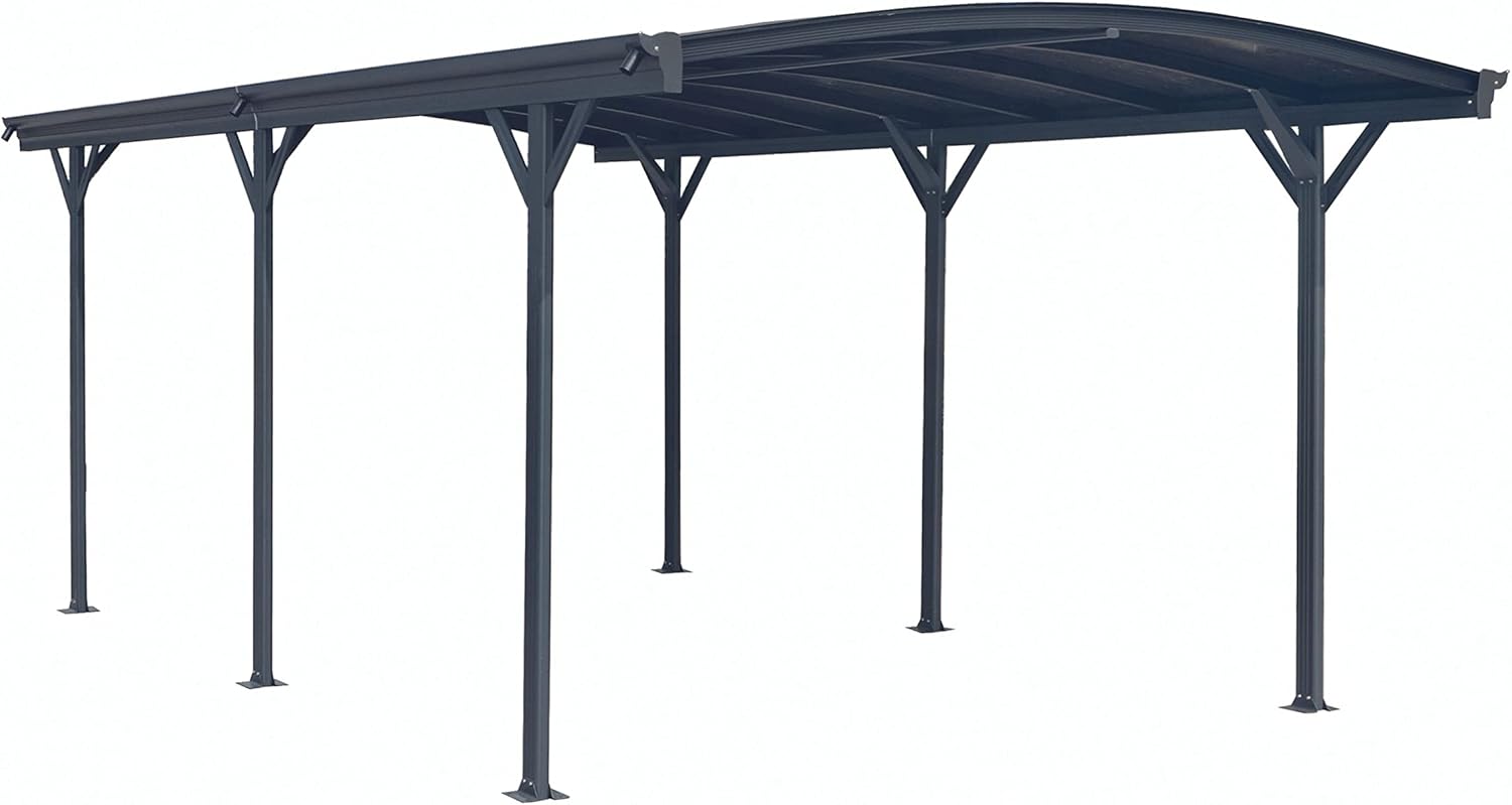 Design Carport London Aluminium Doppelstegplatten Beschichtung gegen UV-Strahlung, Farbe wählen:Grau