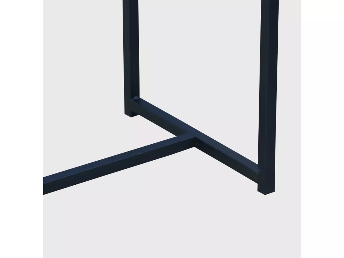Console en métal noir et décor bois. 120x39x79cm - Loft - table d'appoint avec 1 barre de renfort