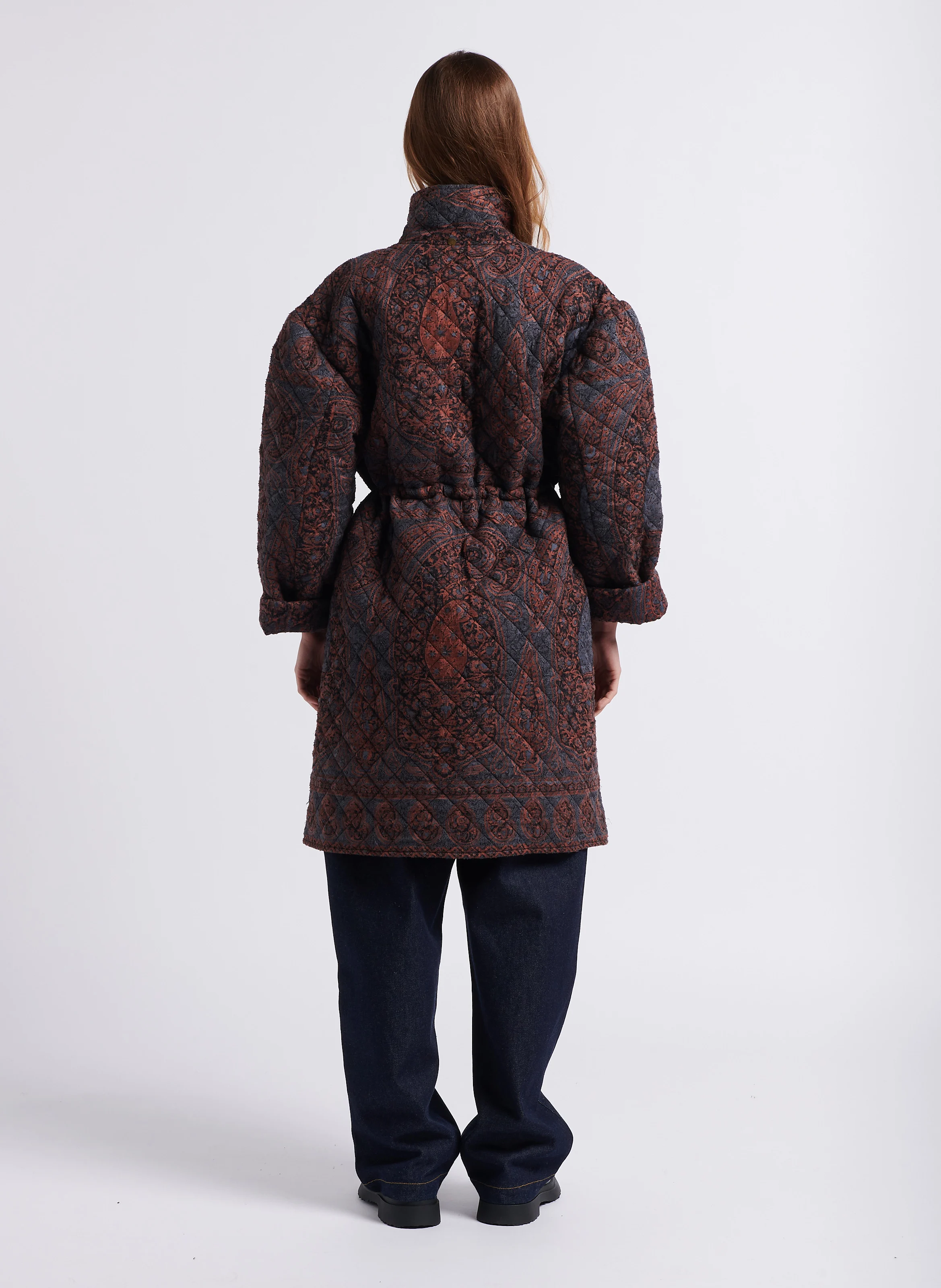 TAJARO - Manteau col montant matelassé en coton | Noir