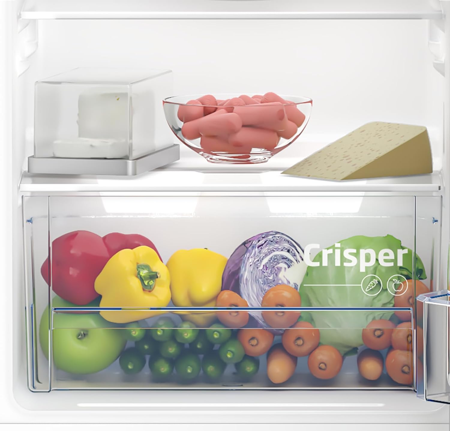 Beko TS190040N Standkühlschrank freistehend, 88 l Gesamtrauminhalt, wechselbarer Türanschlag, gute Beleuchtung im Gerät, 38 dB, robuste Glasablagen, Weiß
