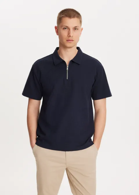 Polo met rits blauw (BLW.D)