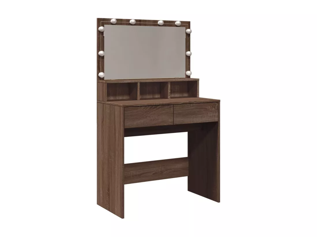 Coiffeuse avec LED chêne marron 80x41x134,5 cm
