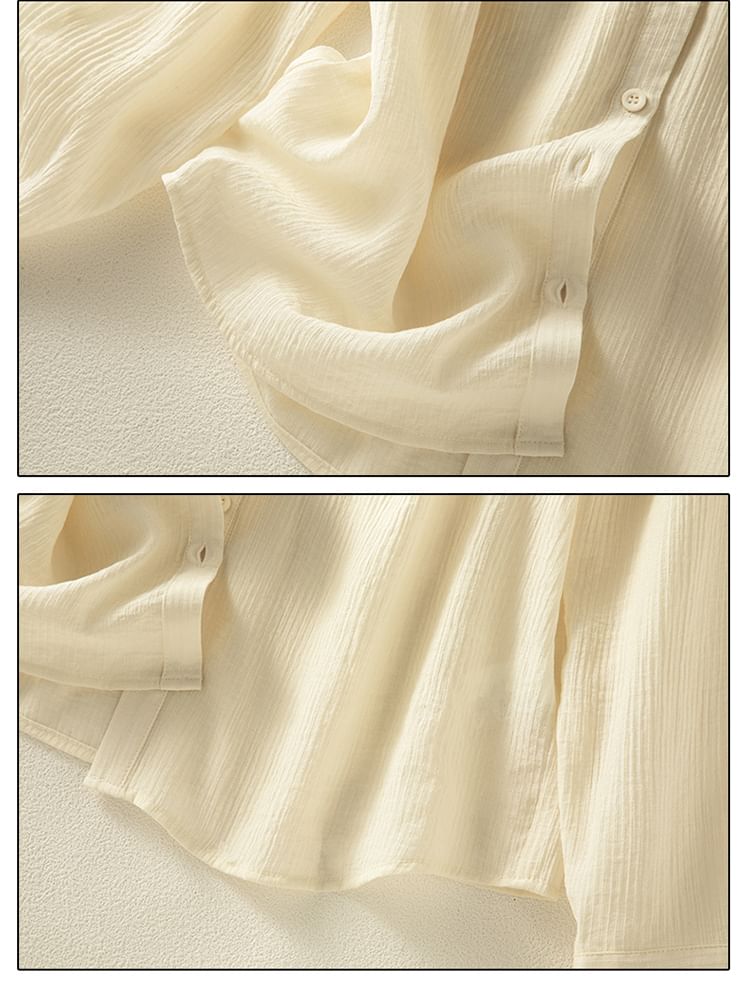 ZIMO - Blouse met pofmouwen, ruches en knoopjes