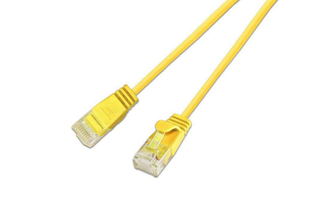 Slimpatchkabel RJ-45 - RJ-45, Cat 6, UTP, 2 m, GelbLightpatchkabel rund, ungeschirmtes Twisted-Pair-Kabel (U/UTP) mit Klinkenschutz