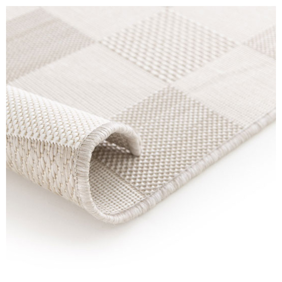 Tapis motif damier en matière recyclée - andy - beige - 120 x 170 cm