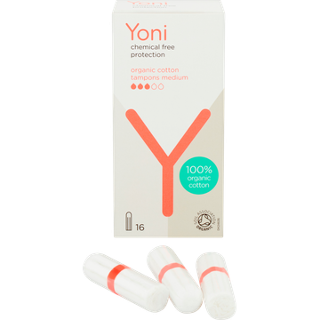 Yoni tampons medium 100% biologisch katoen 16 stuks