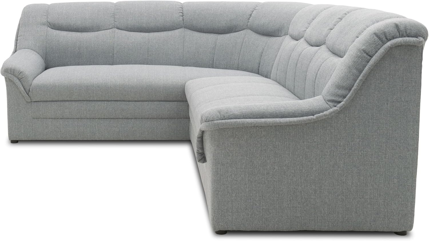 DOMO. collection Ecksofa Berlin, Zeitlose Eckcouch, 3 Sitzer rechts mit Schlaffunktion und Federkern-Polsterung, Sofa in L-Form, Couch, 205 x 250 x 89 cm, Silber