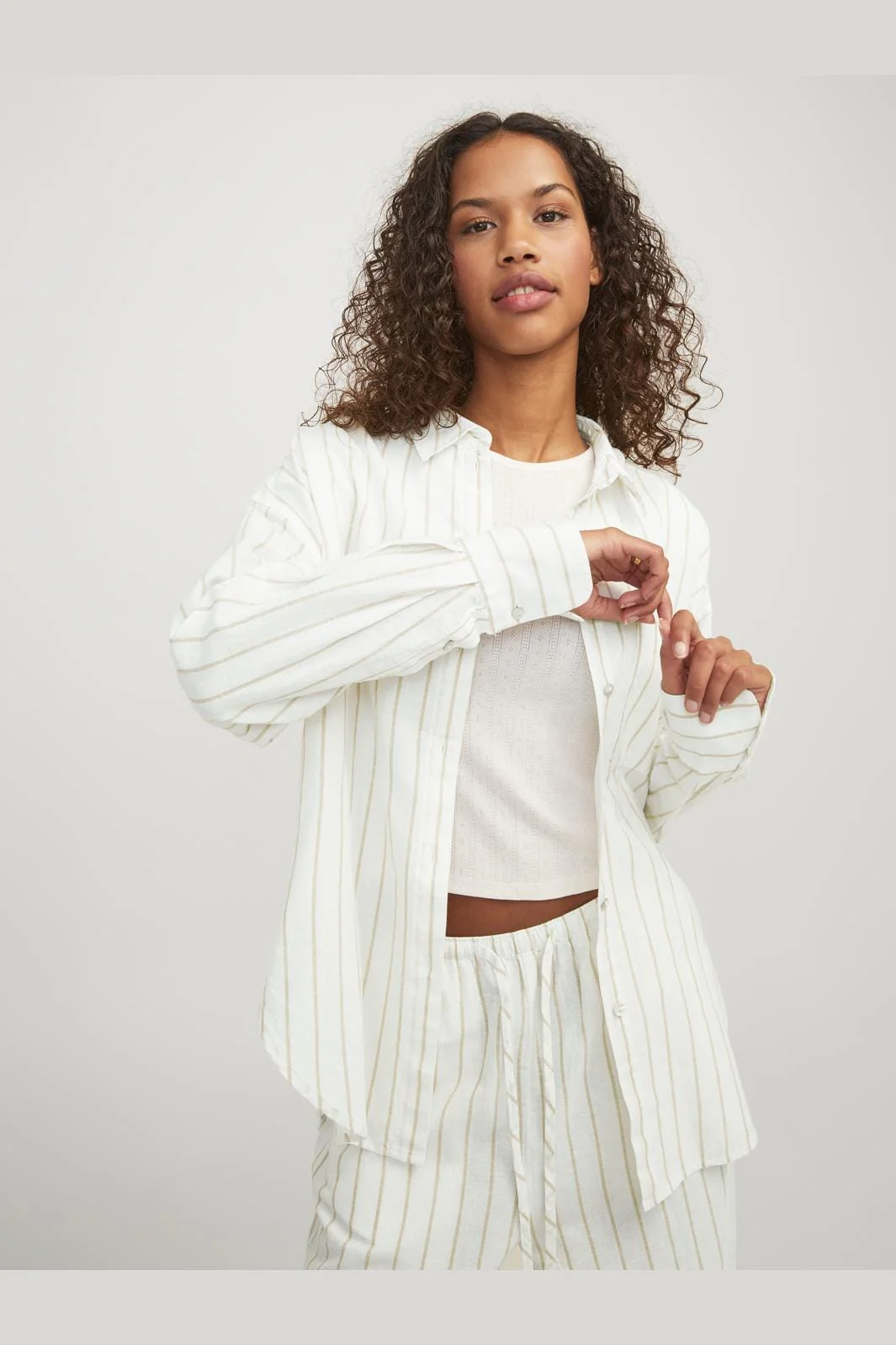 Jjxx Jxjamie Ls Rlx Linen Blend Shirt Sn 4468474 blanc de blanc cornstalk