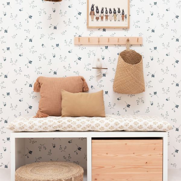 Bibelotte Bloemenzee Groot Behang Denimblauw