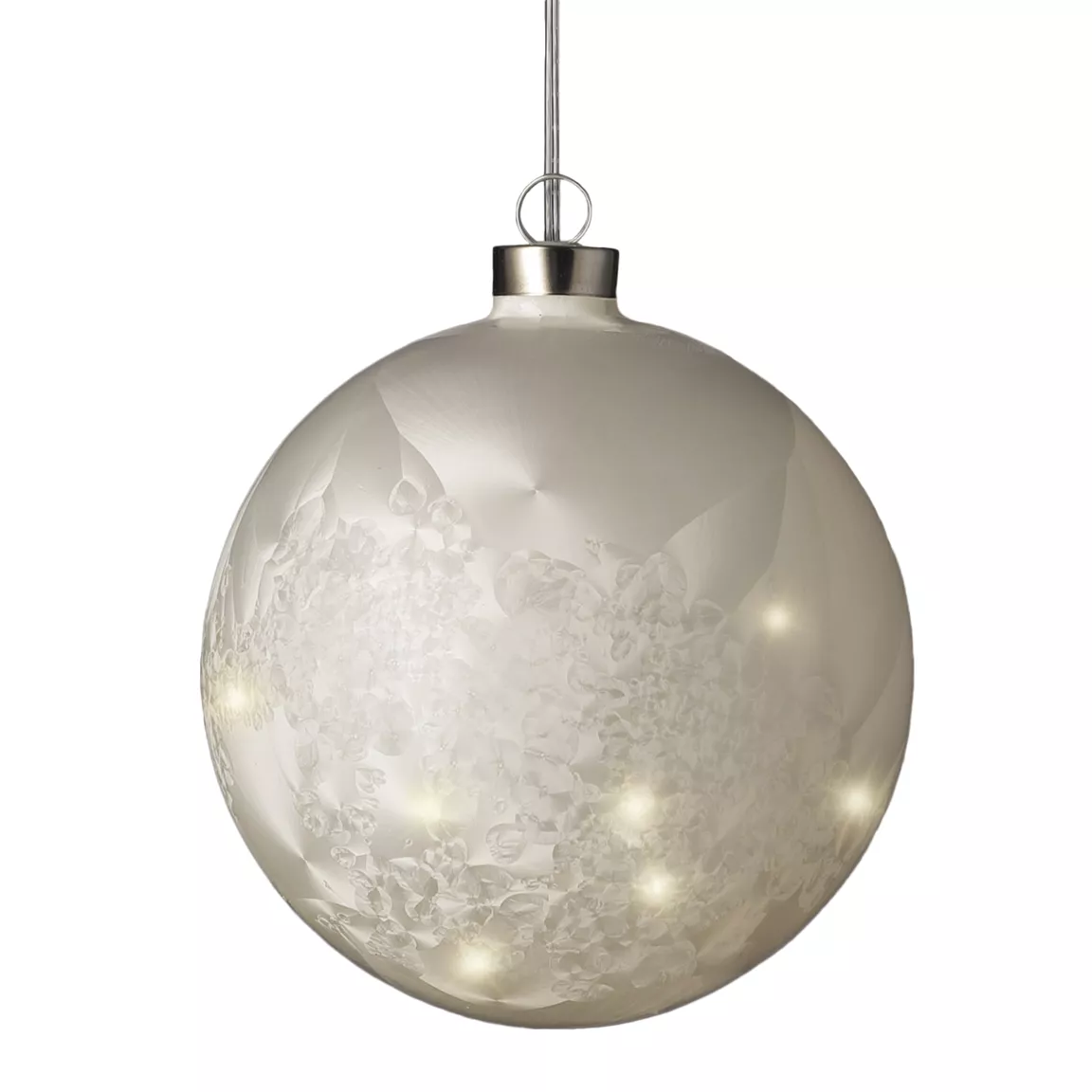 Boule lumineuse en verre à piles 30 LED (D14 cm) Glacée Blanc chaud