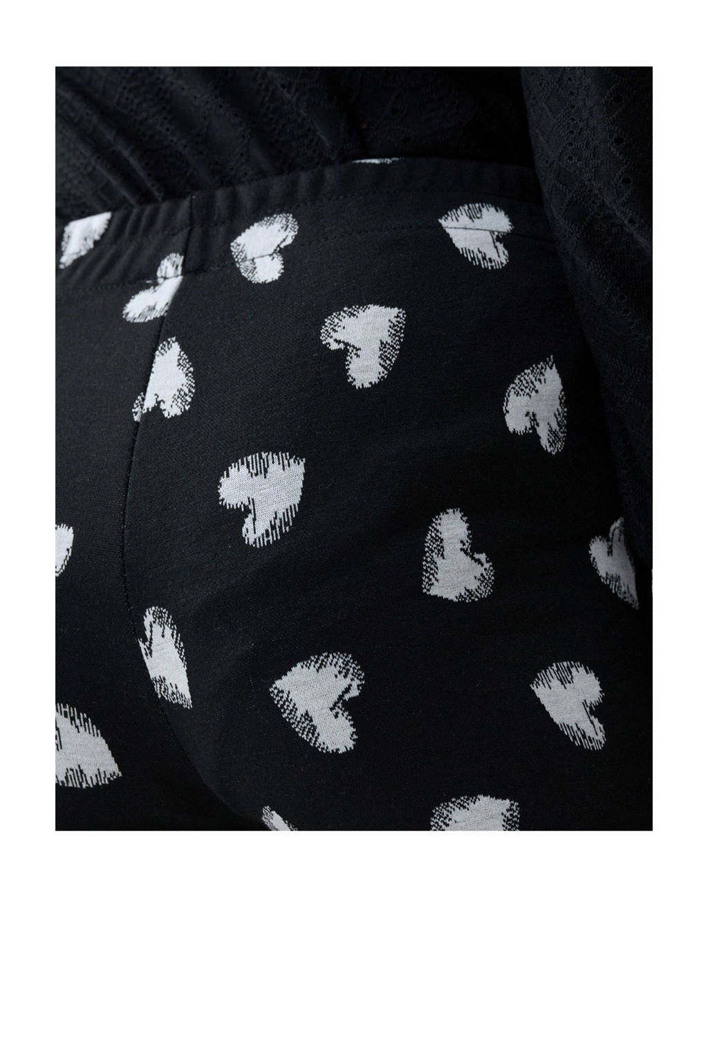 Shoeby broek met hartjes zwart/wit