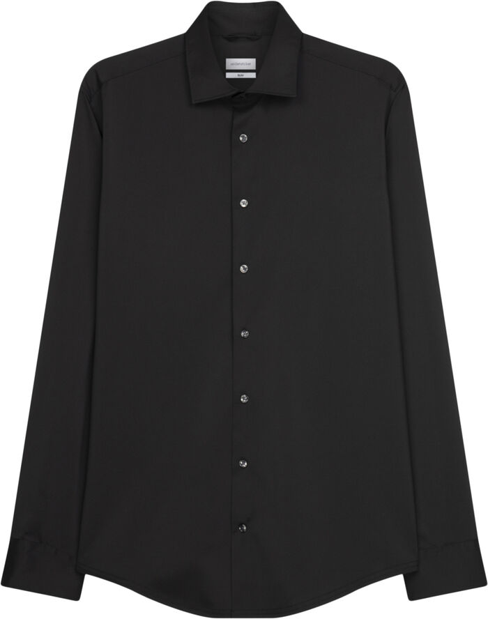 Seidensticker Performance shirt Slim Long sleeve Kent-Collar Uni Black