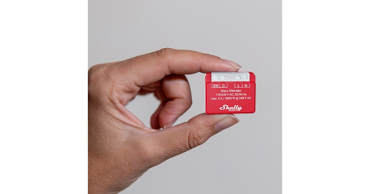 ShellyQubino Wave 1PM Mini relais  (Rood/wit, 1-kanaals, Z-Wave)