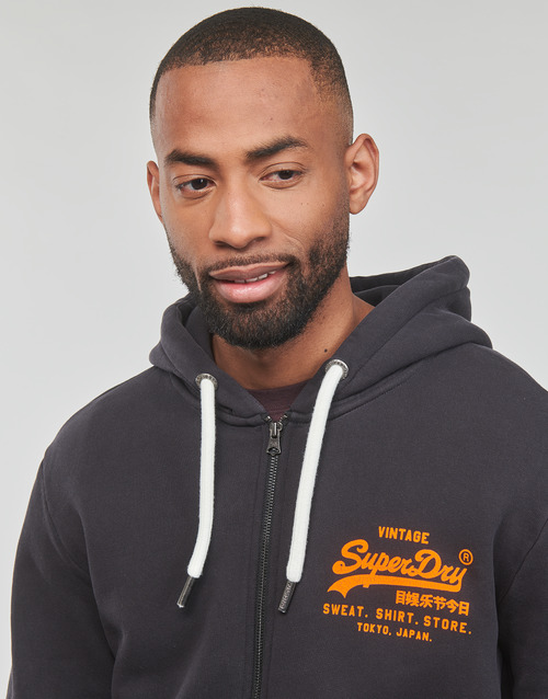 Superdry - NEON VL ZIPHOOD - Noir
