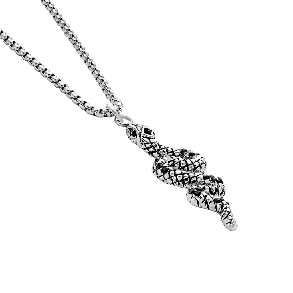 Collier Venin Acier Bicolore Oxyde De Zirconium