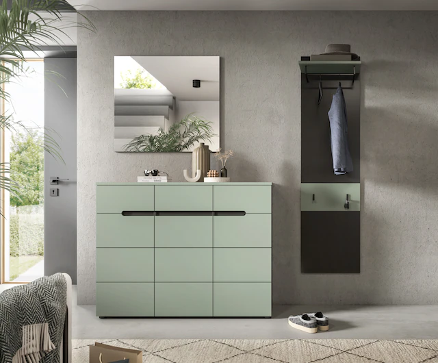 INOSIGN Garderoben-Set »REHAT, TOPSELLER!, 3-teilig, Breite 180 cm, individuell erweiterbar« Set, bestehend aus: Kommode, Spiegel und Garderobenpaneel, 3 Stk. tlg.