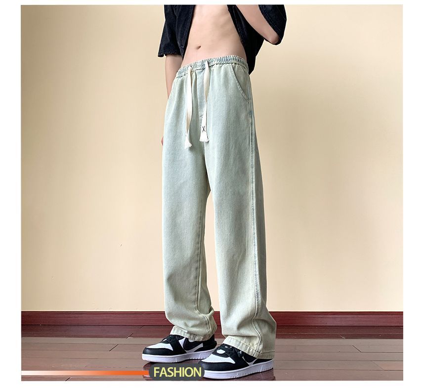 Breeson - Low Rise Washed Wide Leg Jeans