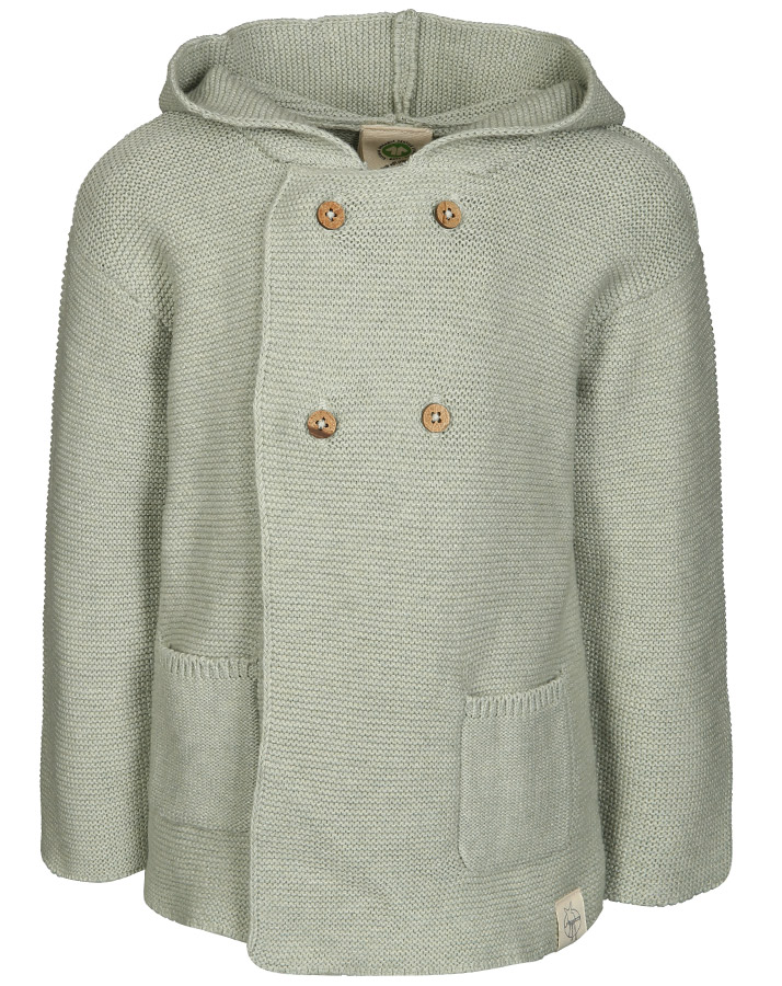 Kapuzen-Strickjacke GARDEN EXPLORER mit Seide in grüngrau