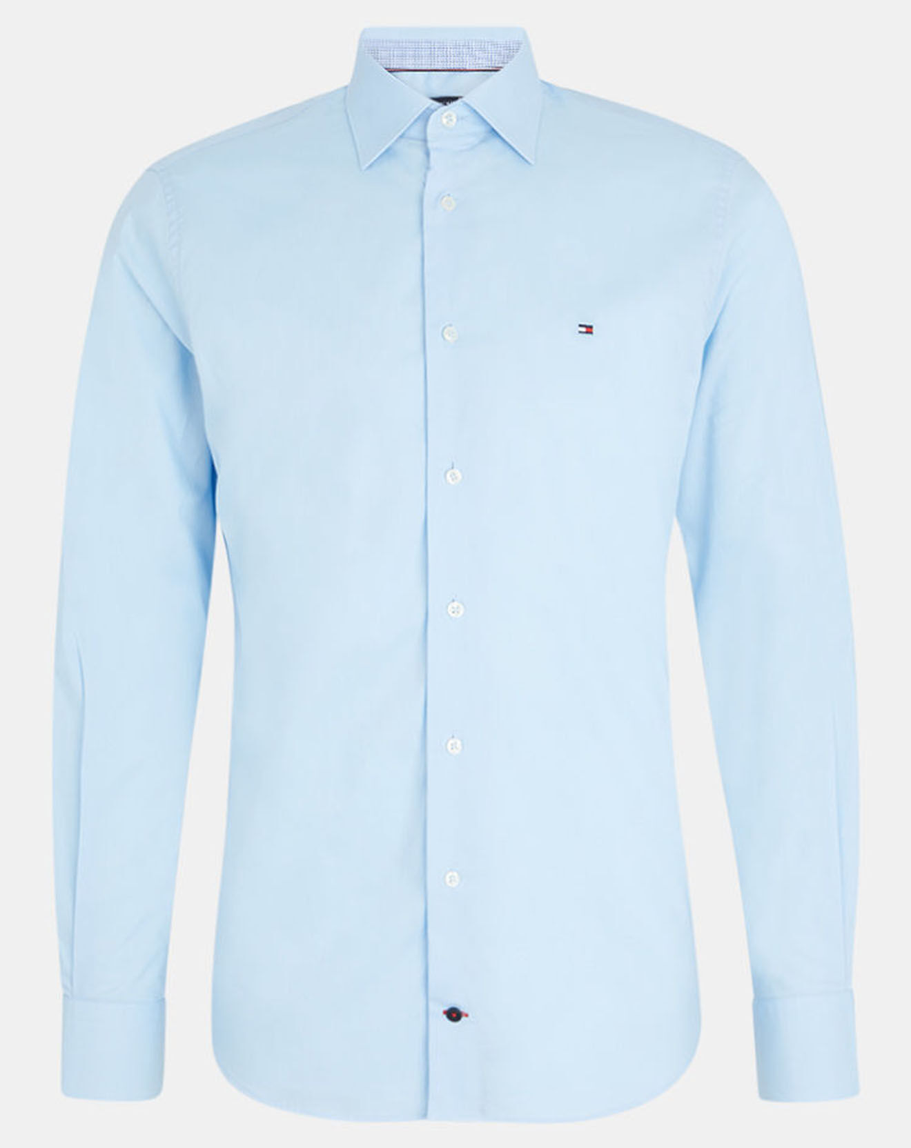 Tommy Hilfiger Chemise droite en Popeline 100% Coton Bio Solid bleu ciel