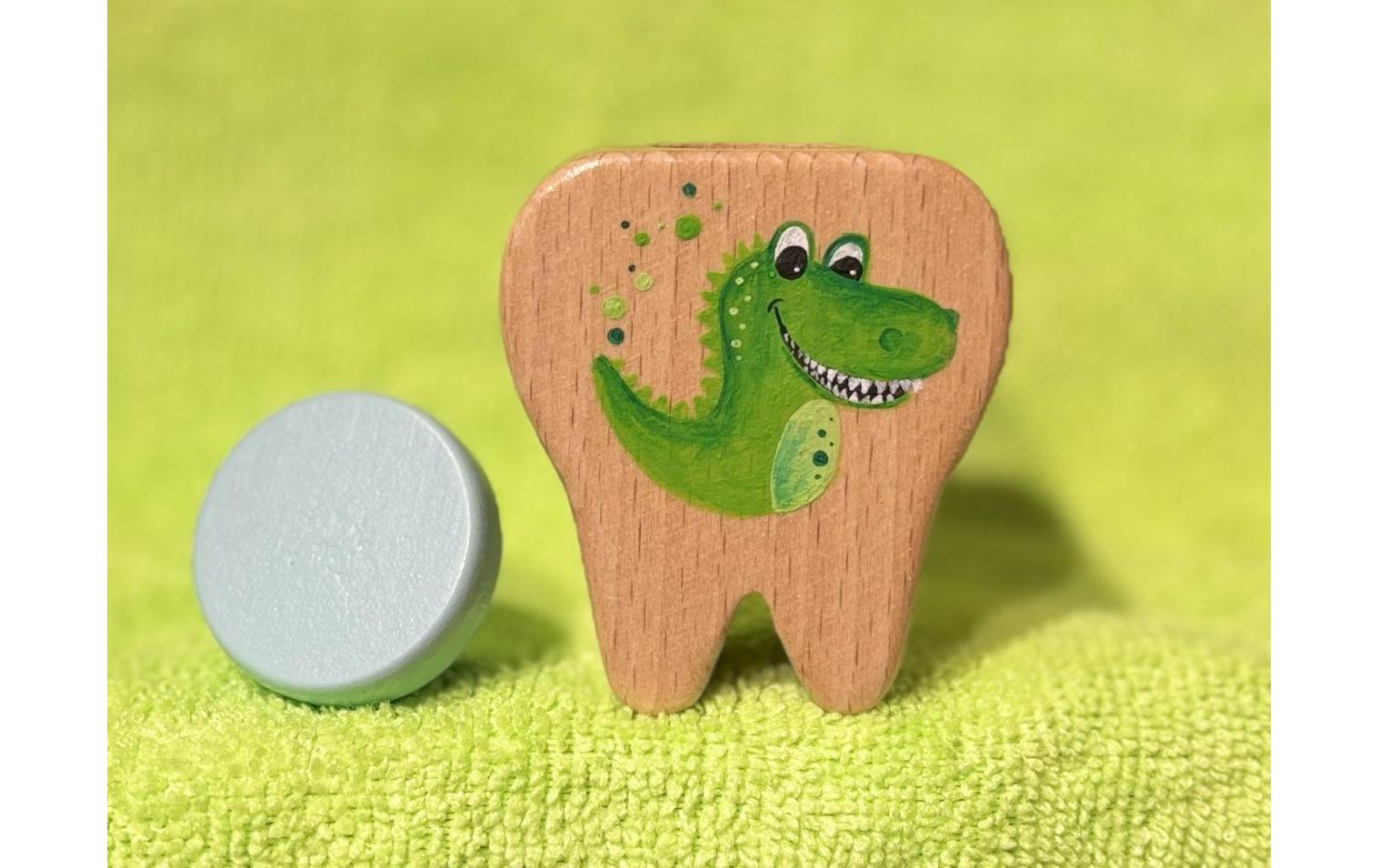 Milchzahndose DinoMilchzahndose aus Holz