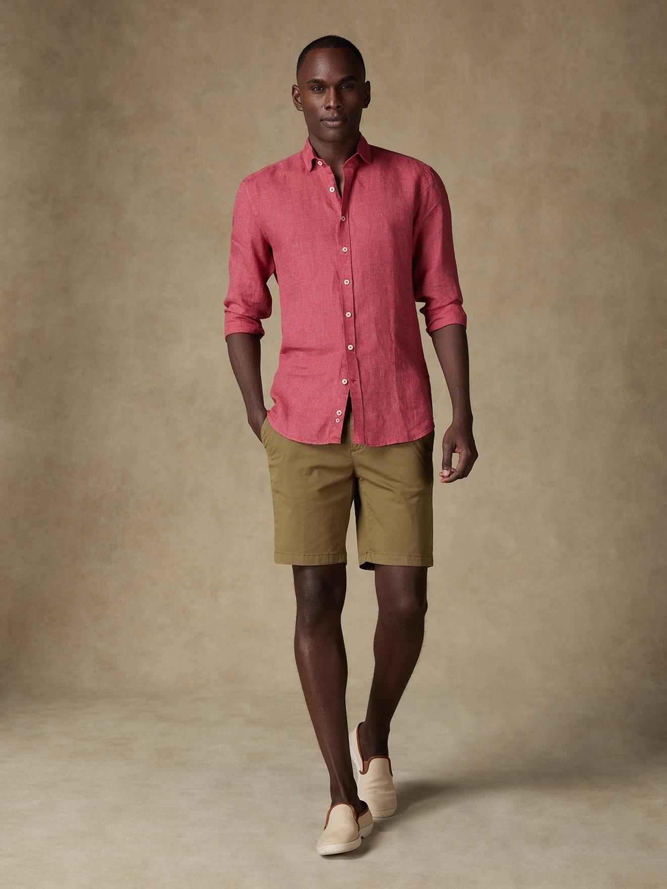 Chemise Olaf en lin fuchsia