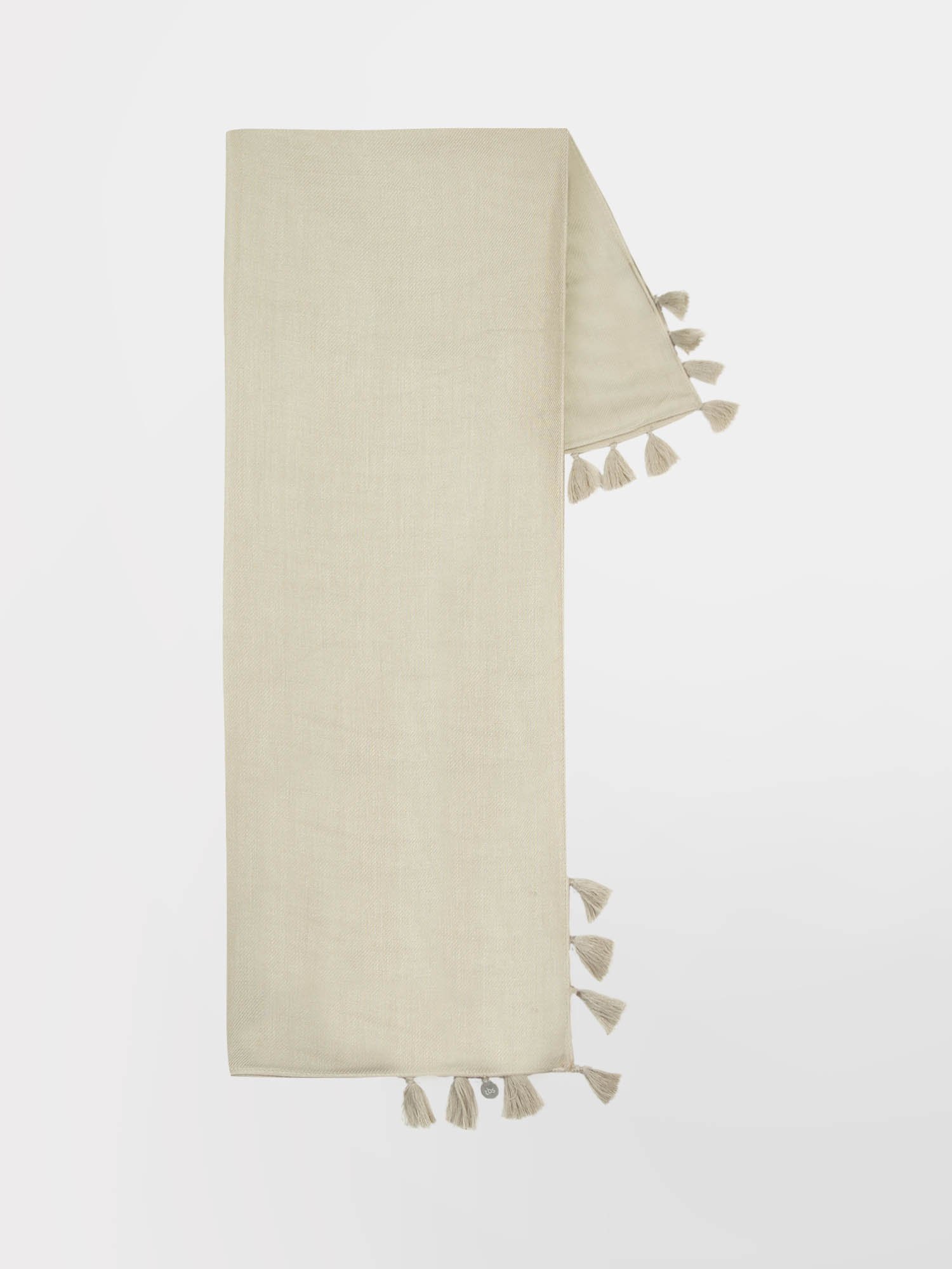 Foulard Femme Avec Pompons Ecru