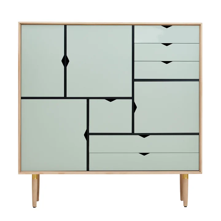Andersen Furniture - S3 Kommode, Eiche geseift / Fronten ocean grey