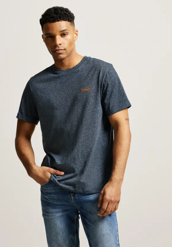T-Shirt mit Turn-Up - dark night blue melange