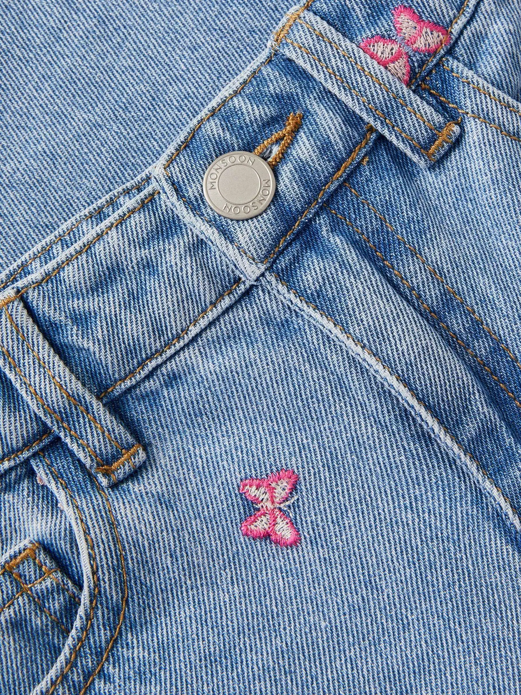 Monsoon Butterfly Embroidered Straight Leg Jeans