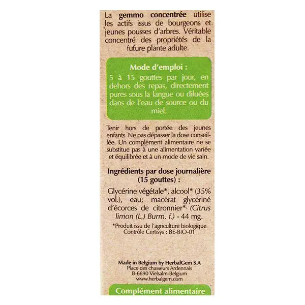 Herbalgem Macérat Concentré Citronnier Bio 30ml