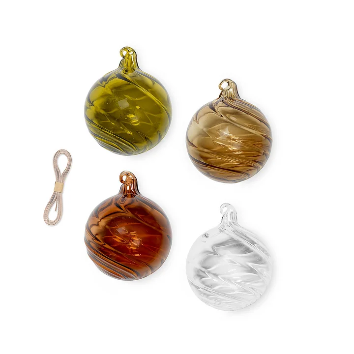 Ferm Living - Twirl Christbaumkugel, Ø 8 cm (4er-Set)