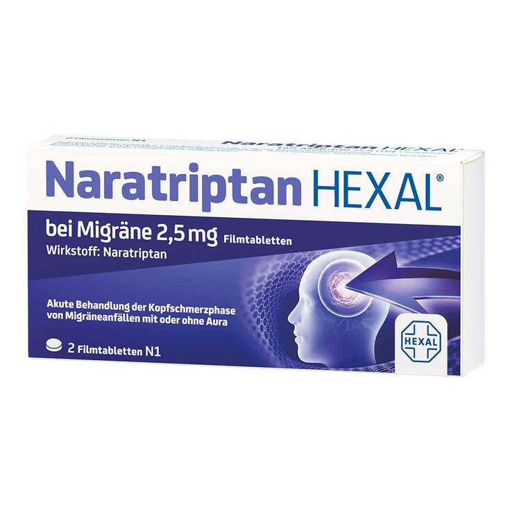 Naratriptan Hexal bei Migräne 2,5 mg Filmtabletten, 2 St