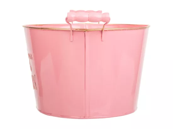 Bassine en métal rose 38/33.5x24.5x16.5/19h b:28x19.5