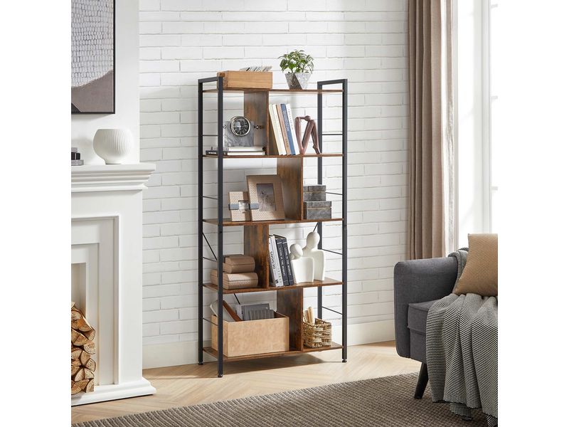 VASAGLE Bücherregal Braun/Schwarz Bücherregal mit 5 Ebenen