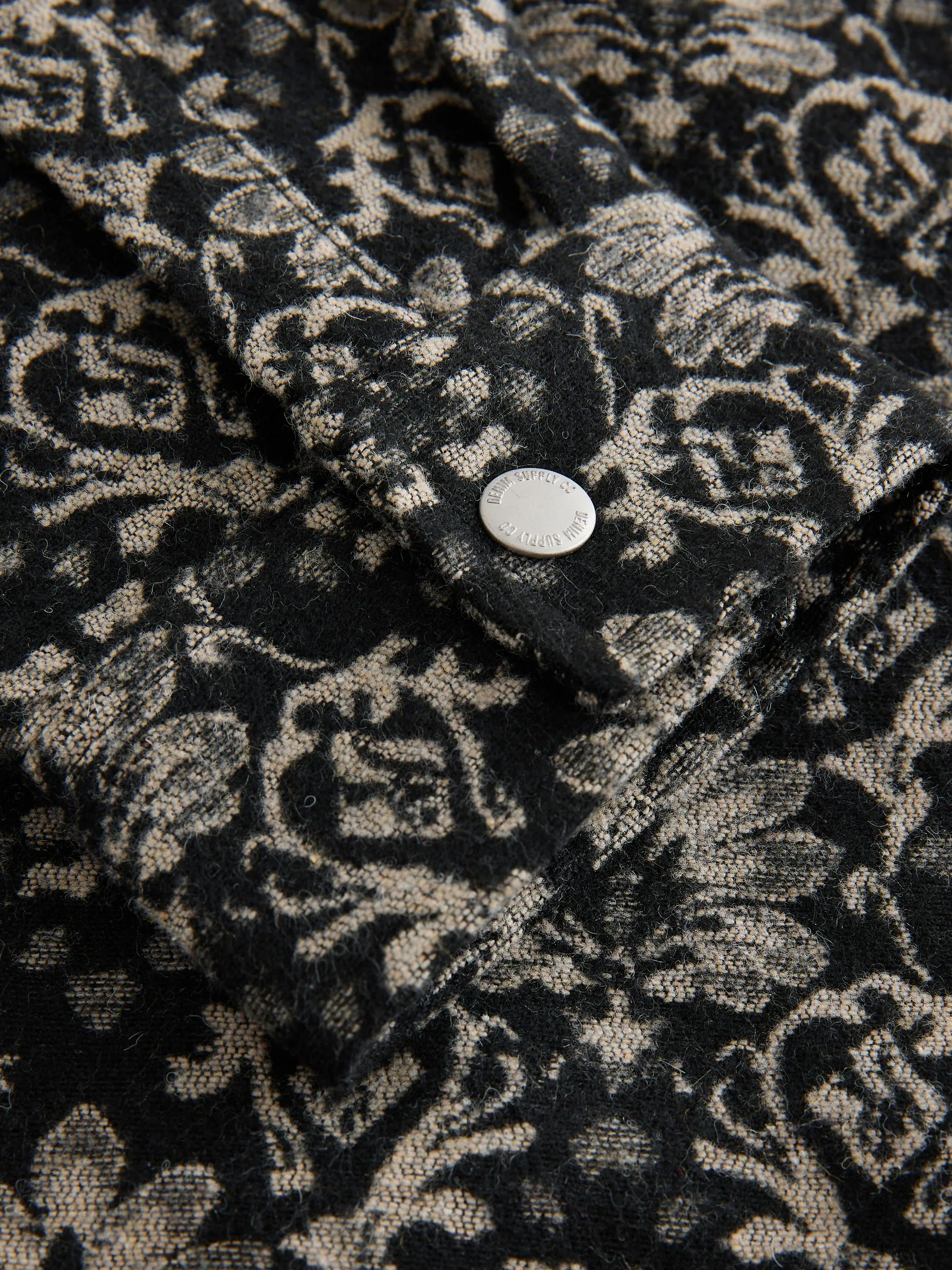 Zwart/wit - Medallion Printed Zipped Shacket