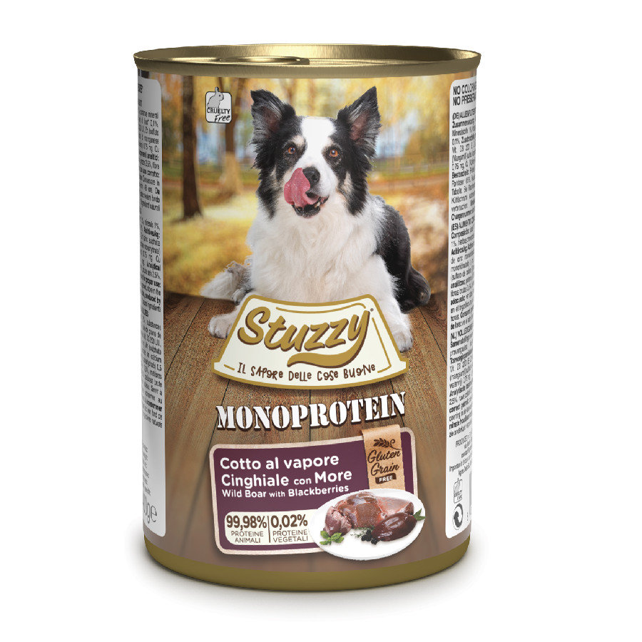 Ração Stuzzy Monoprotein sabor Javali e Amora, 400g, para cães.