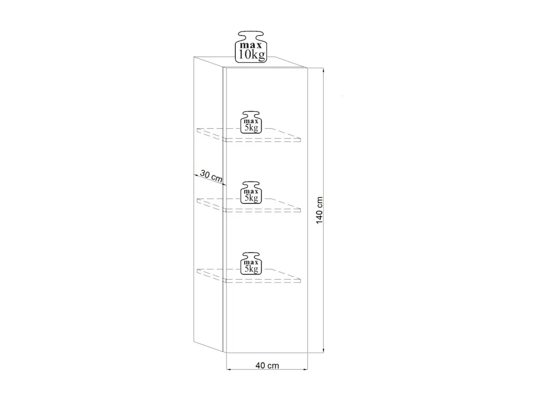 Colonne suspendu design NEVER, 1 porte, 40cm, blanc