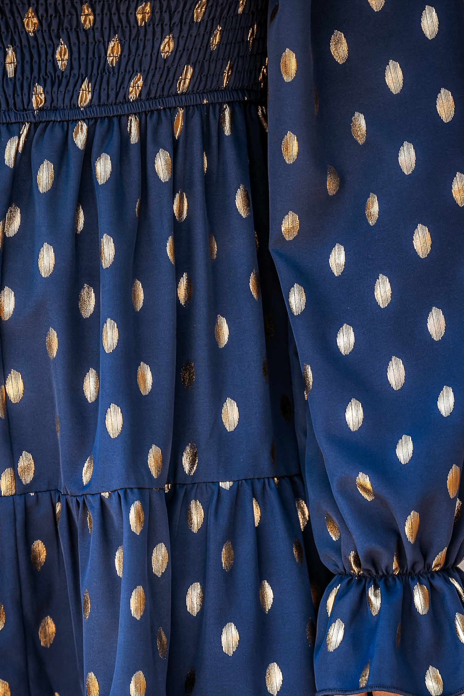 Robe mini à volants et smocks à imprimé géométrique
