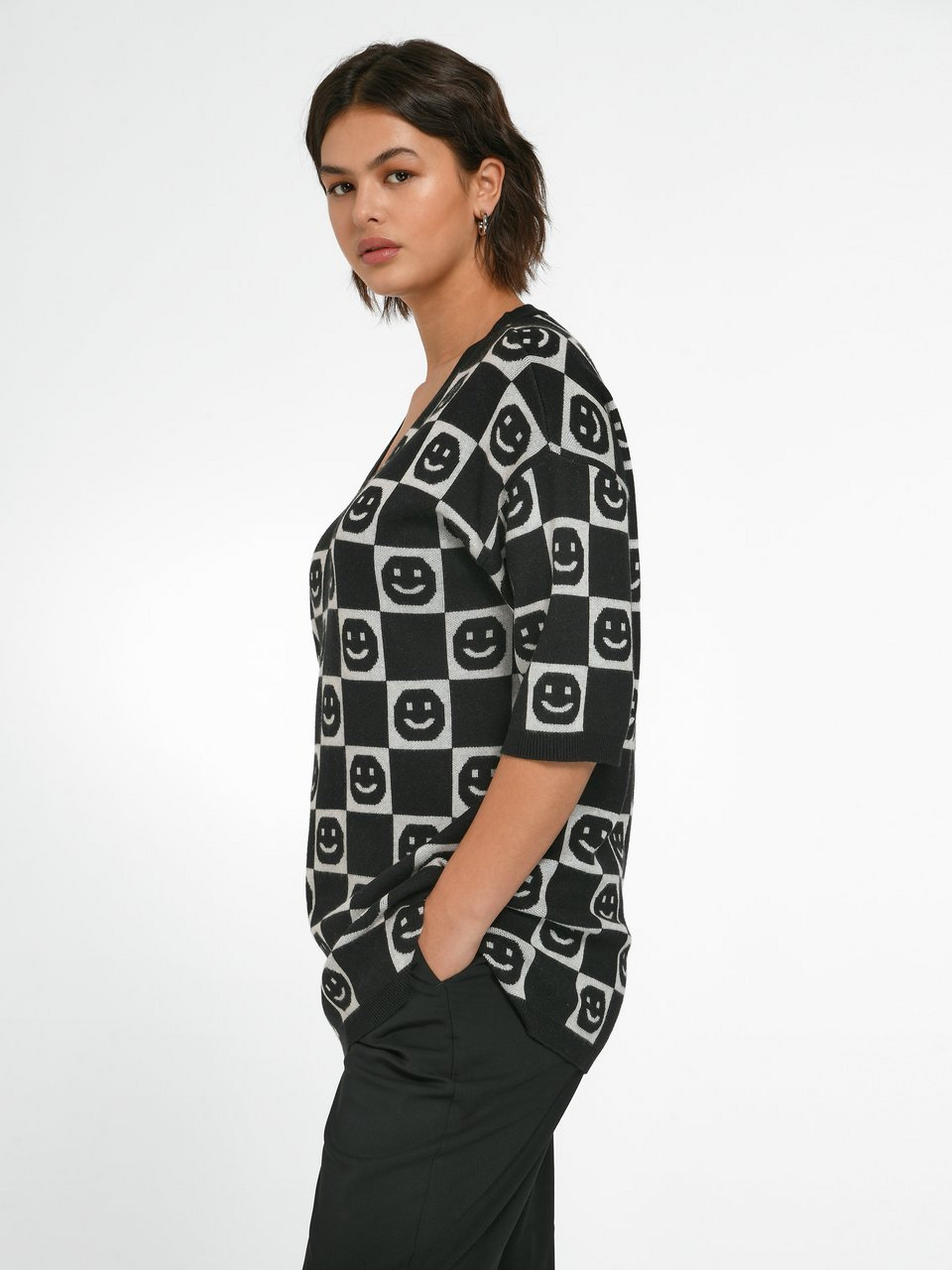 V-Pullover mit langem 1/2-Arm