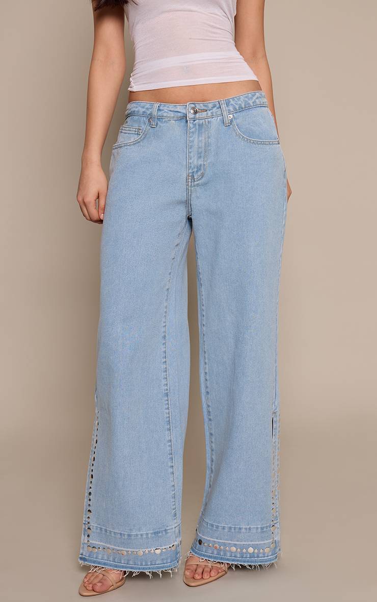 Jean Vintage À Ourlet Fendu Clouté