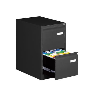Classeur métallique monobloc professionnel - 2 tiroirs - H71 x L41 x P62 cm - noir
