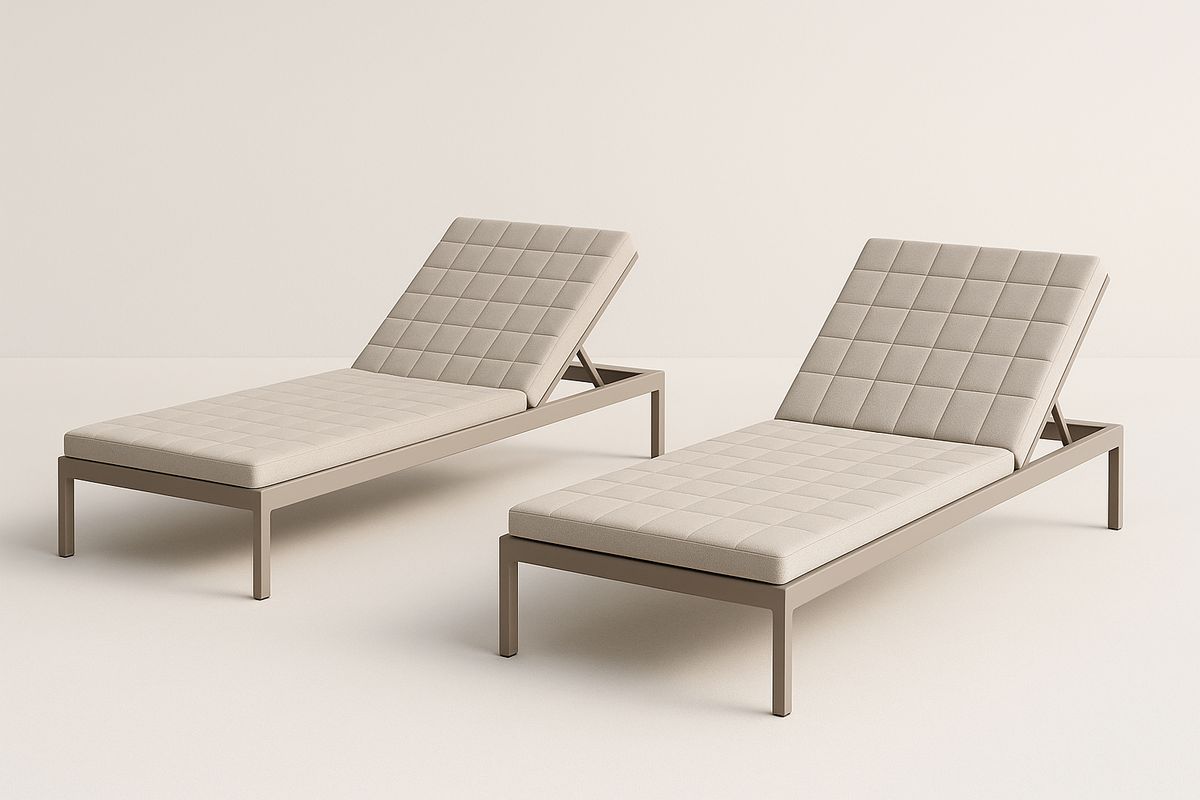 Metall Gartenliege Set Beige Verstellbar 200x65 cm