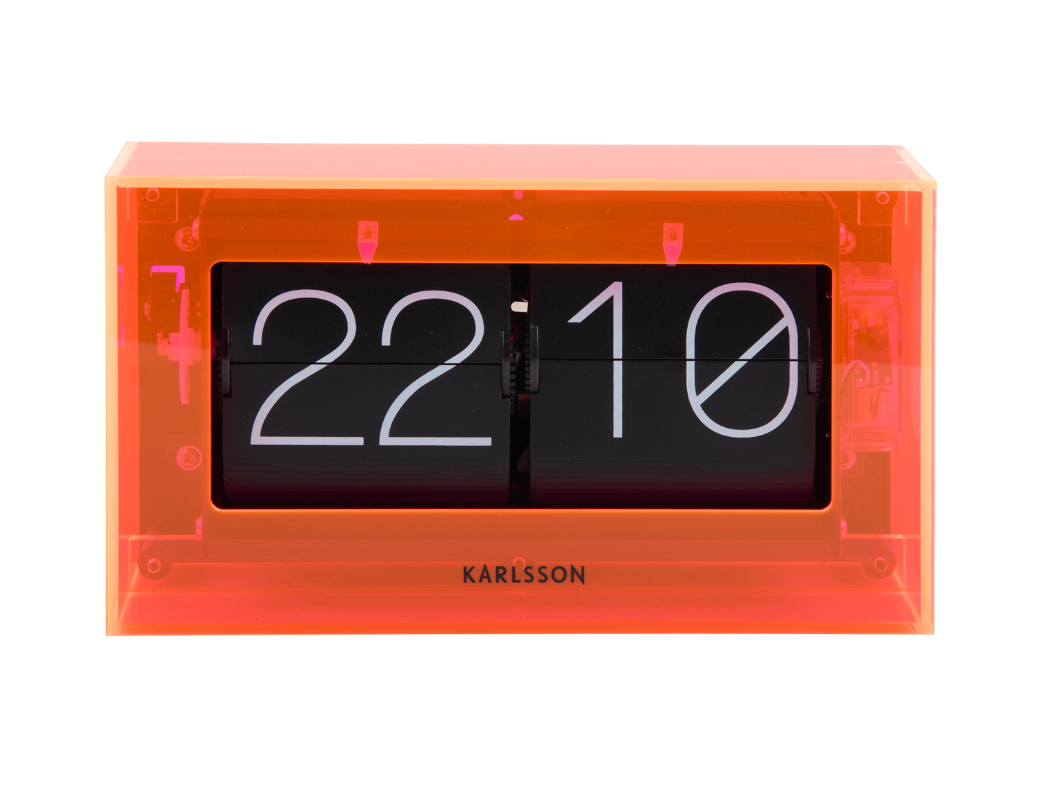 Table clock Boxed Flip acrylic neon orange