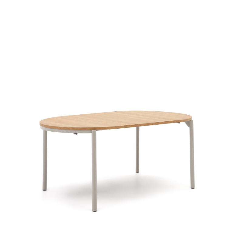 Kave Home Montuiri uitschuifbare tafel 90/120x75 eiken grijs onderstel