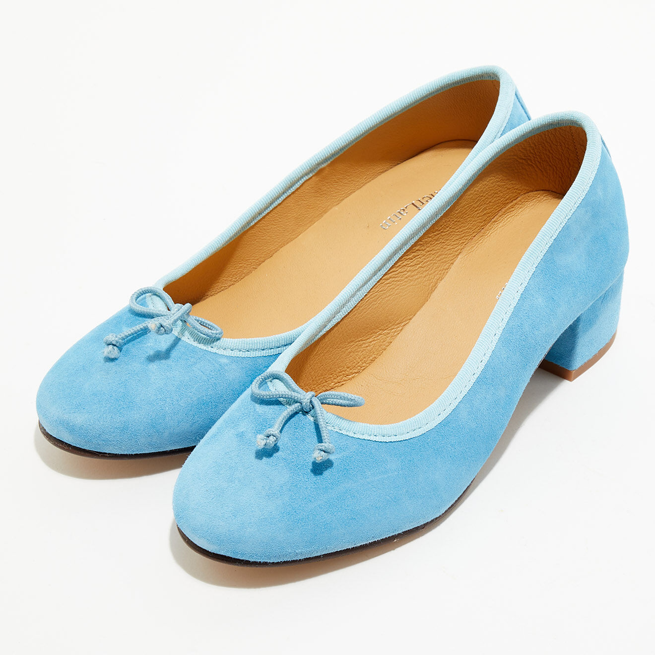 Quartier Latin Ballerines trotters en Velours de Cuir Diane bleues - Talon 4 cm