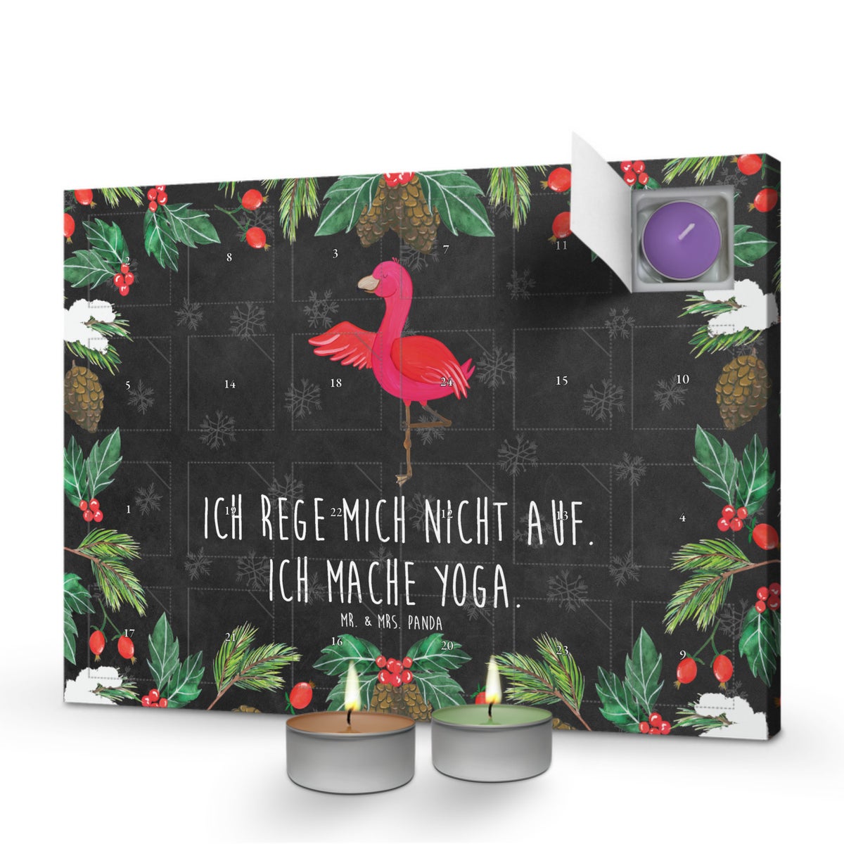 Mr. & Mrs. Panda Geurkaars Adventskalender Flamingo Yoga - Zwart