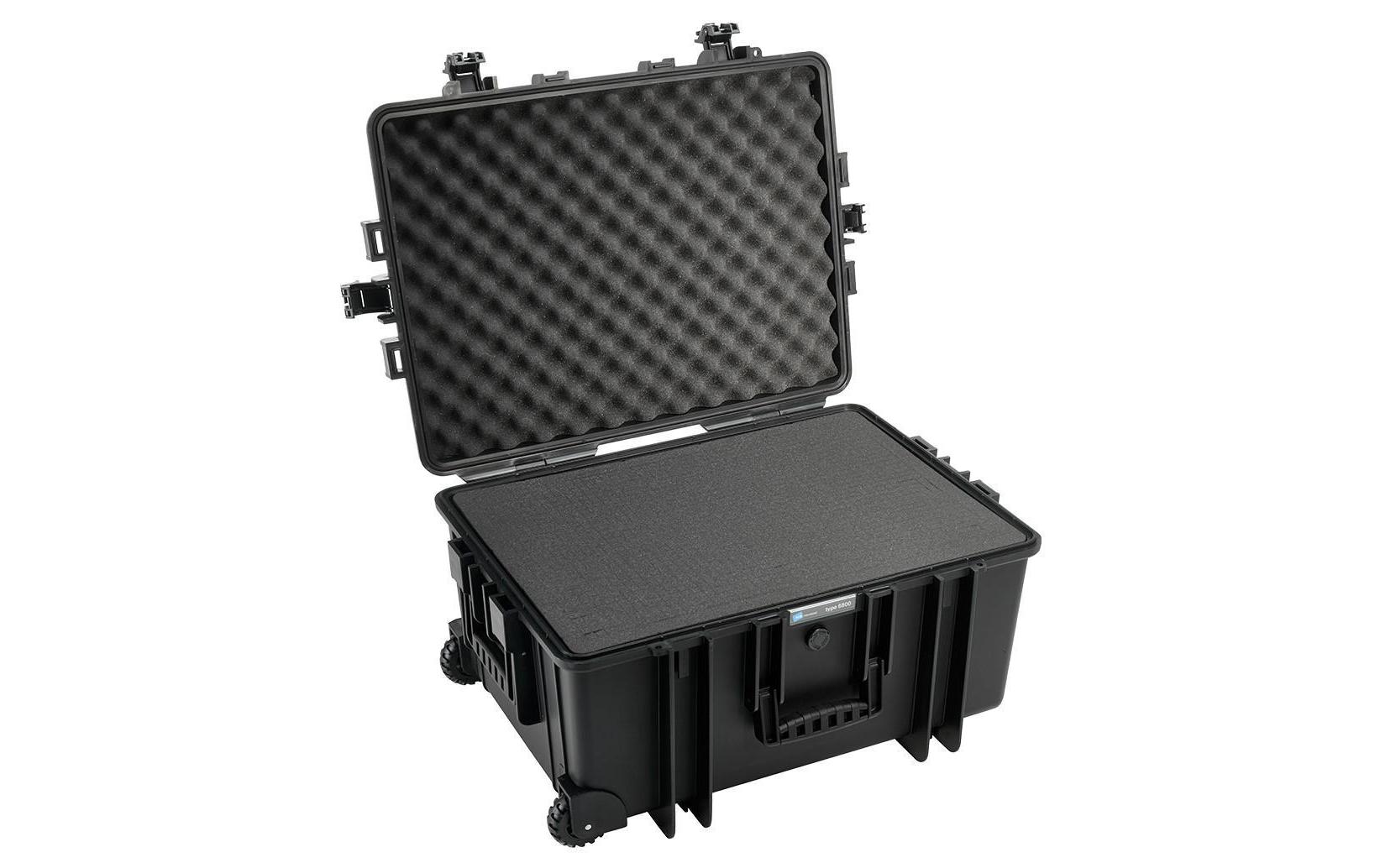 Outdoor-Koffer Typ 6800 SI Schwarz<br>Outdoor-Koffer mit besonderer Höhe für viel Stauraum – Mit Teleskopgriff und leicht laufenden Rollen