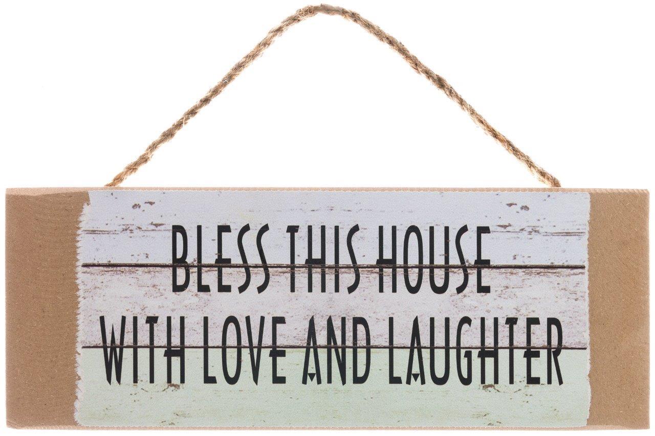 Holzschild- Bless this house - 35x12 cm