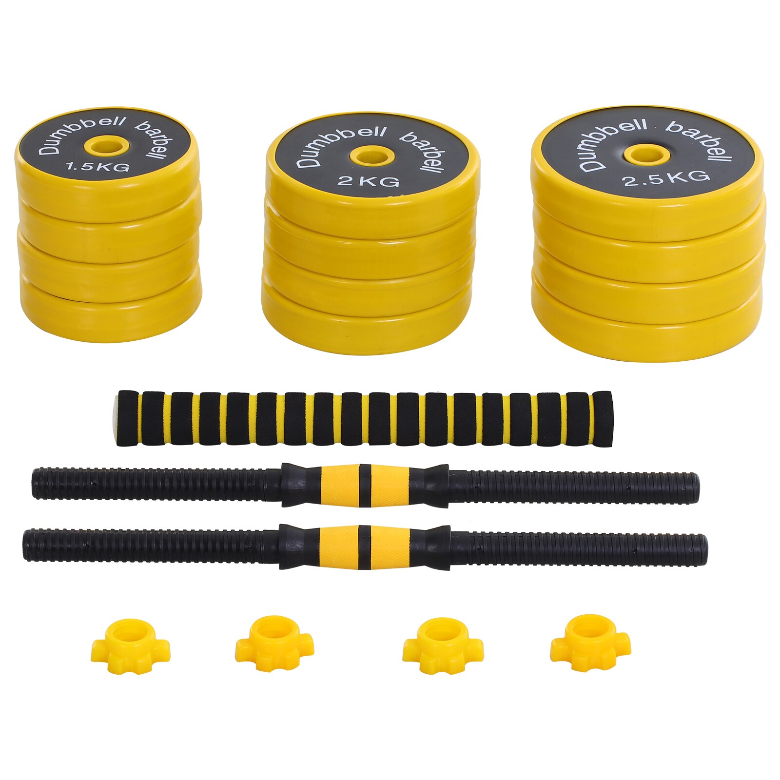 HOMCOM 2-in-1 Hantelset gelb, schwarz